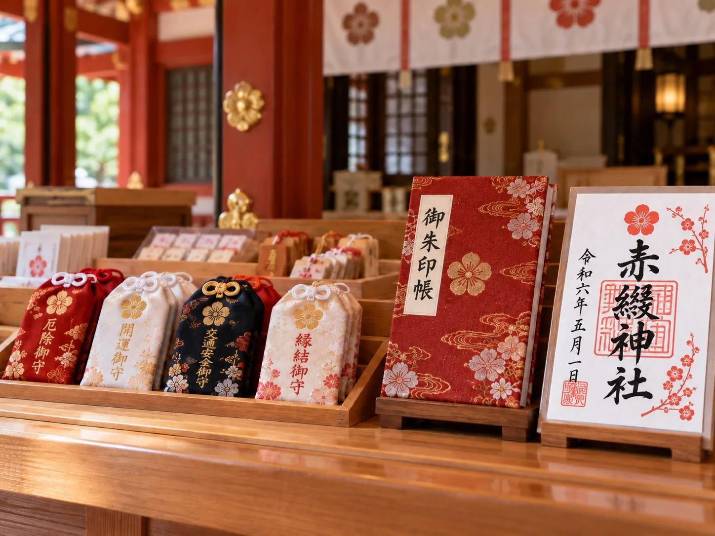 赤綴神社の御守と御朱印帳、御朱印