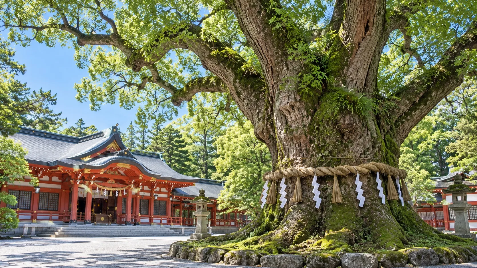 赤綴神社の境内に根を張る御神木